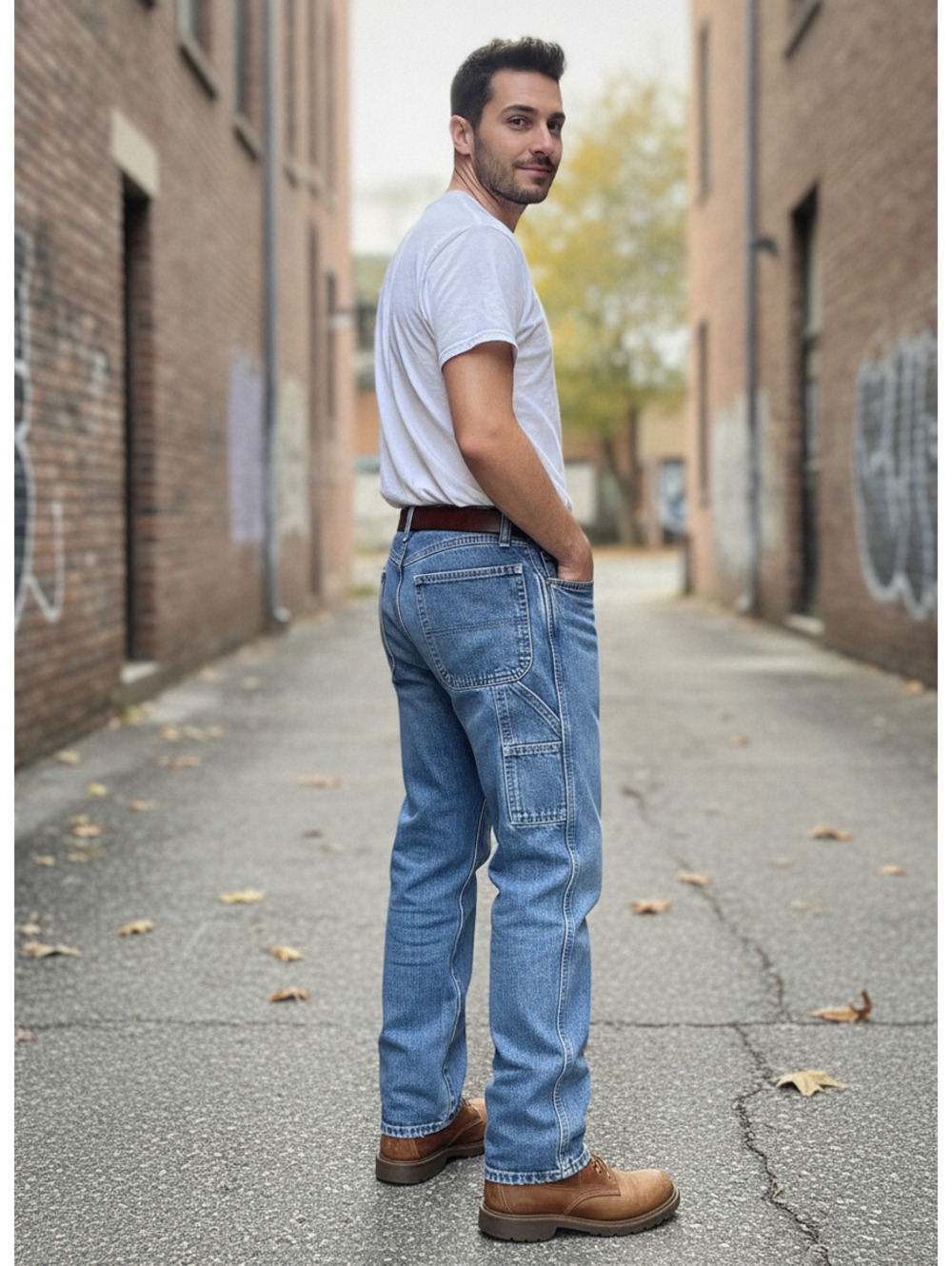 Wrangler Men's Light Blue Denim Carpenter Jeans, Size 32 Waist